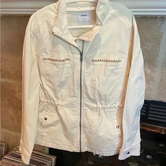 Old Navy Womens NWT 🍂 embroidered utility jacket pockets cinched waist XL - Picture 1 of 8